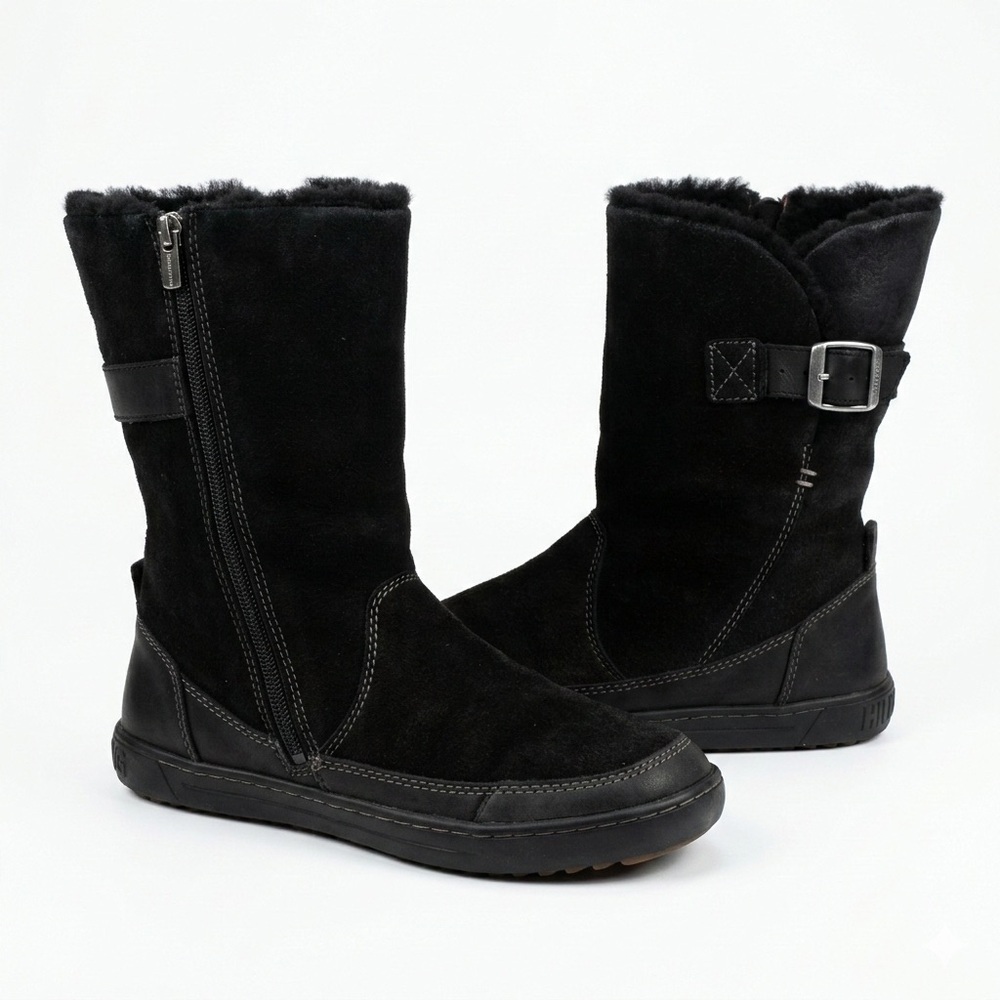 Birkenstock 36 Comfort Bakki Shearling Winter Boots Black Zip Buckle